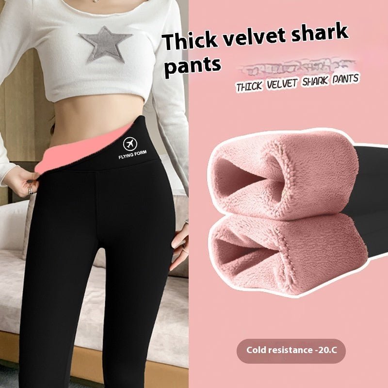 Women Autumn Winter Skinny Shark Pants Thickened Trousers Winter Fashion High Waisted Sweatpants - Body Bliss Essentials
