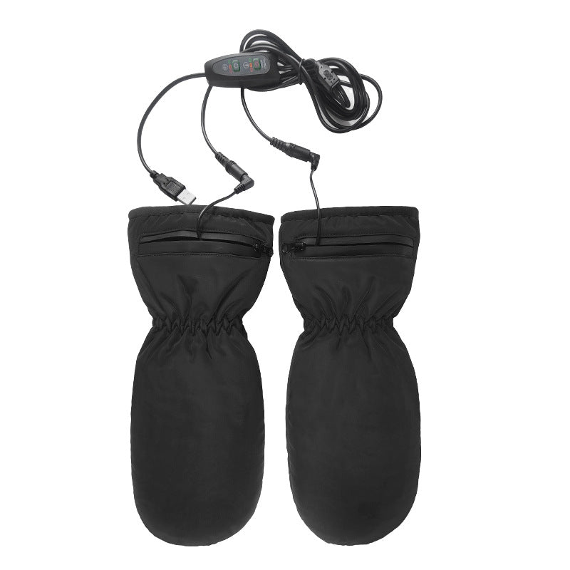Electrically Heated Gloves Heating Zipper Thermal Windproof Gloves - Body Bliss Essentials