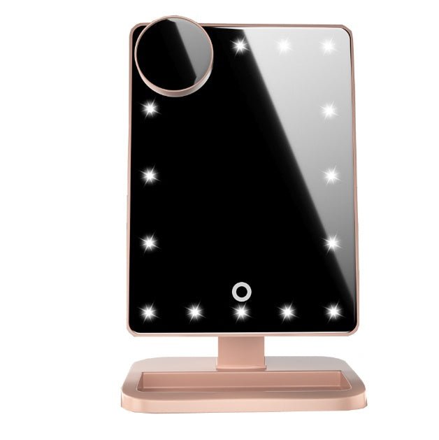 Touch Screen Makeup Mirror With 20 LED Light Bluetooth Music Speaker 10X Magnifying Mirrors Lights - Body Bliss Essentials