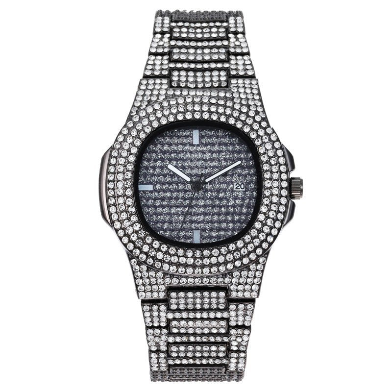 Mens Watches Luxury Brand Fashion Diamond Date Quartz Watch - Body Bliss Essentials