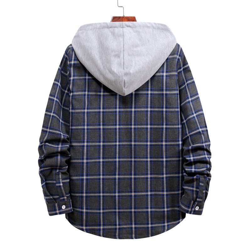 Plaid Shirt Men's Autumn Hooded Jacket - Body Bliss Essentials