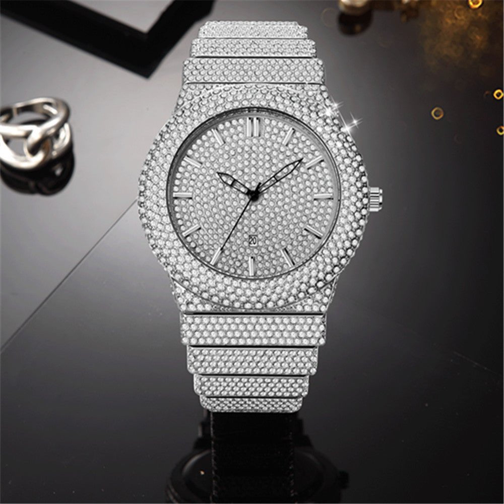 Affordable Luxury Style Diamond - embedded Watch Men's Color Calendar Quartz Watch - Body Bliss Essentials