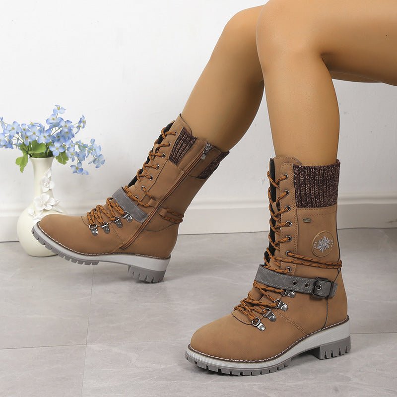 Fur Integrated Women's Shoes Thickened Warm Knee - high Snow Boots - Body Bliss Essentials