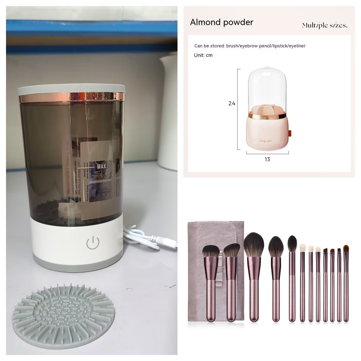 Women Eye Shadow Brush Cleaning Tool Portable Electric Makeup Brush Cleaner Machine With USB Charging Automatic Cosmetic Brush - Body Bliss Essentials