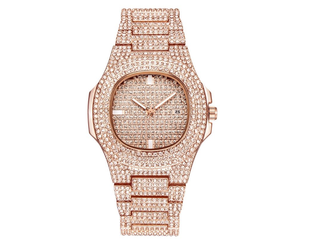 Mens Watches Luxury Brand Fashion Diamond Date Quartz Watch - Body Bliss Essentials