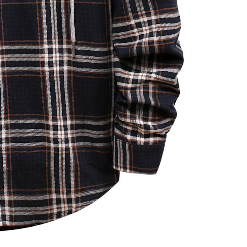 Plaid Shirt Men's Autumn Hooded Jacket - Body Bliss Essentials
