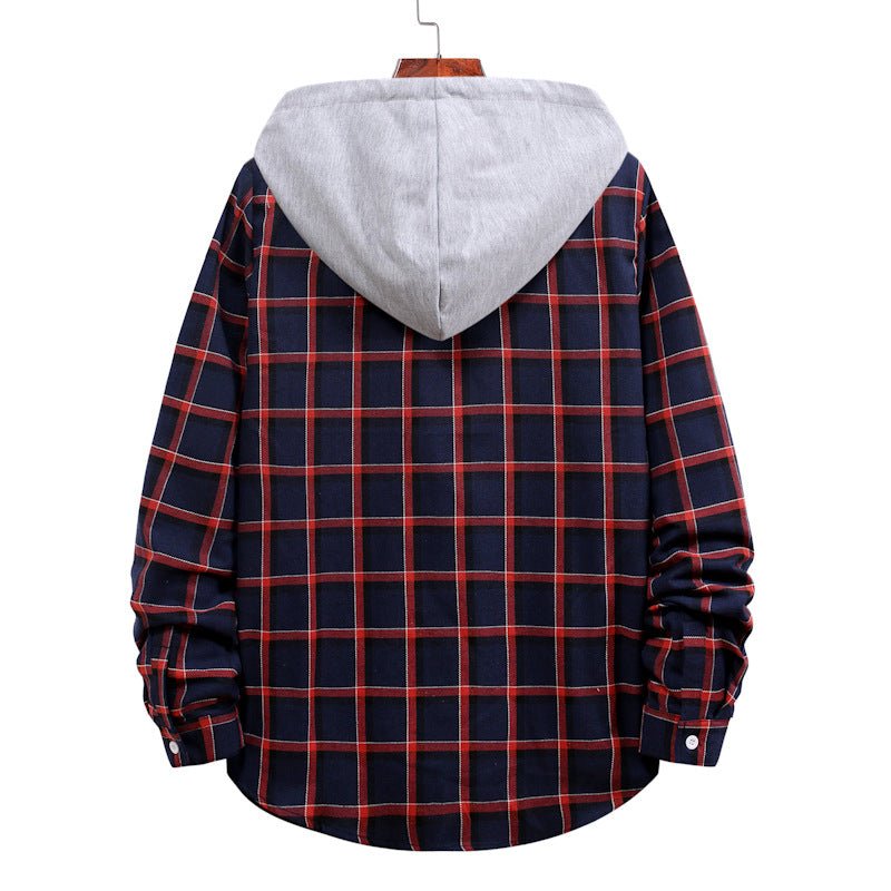 Plaid Shirt Men's Autumn Hooded Jacket - Body Bliss Essentials