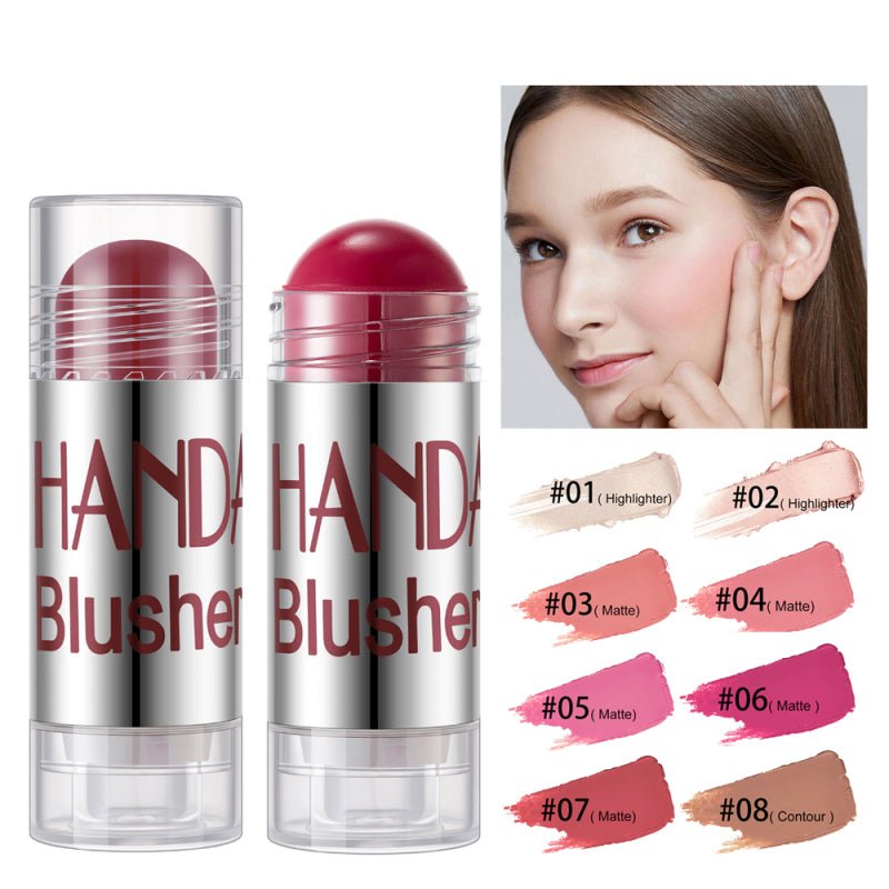 Cheek Blusher Shimmer Blush Stick Face Makeup Highlighter Bronzer Contour Cream Long - lasting Facial Make Up Cosmetics - Body Bliss Essentials