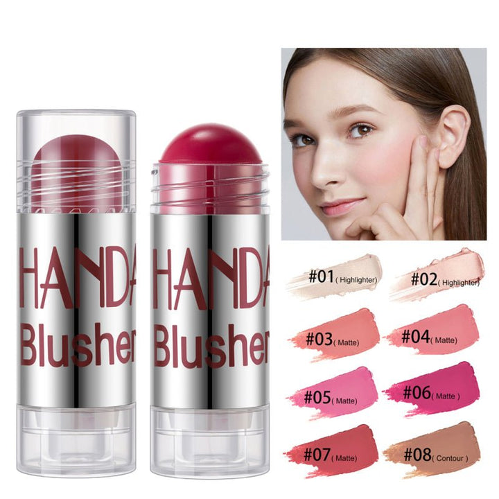 Cheek Blusher Shimmer Blush Stick Face Makeup Highlighter Bronzer Contour Cream Long - lasting Facial Make Up Cosmetics - Body Bliss Essentials