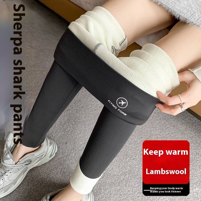 Women Autumn Winter Skinny Shark Pants Thickened Trousers Winter Fashion High Waisted Sweatpants - Body Bliss Essentials