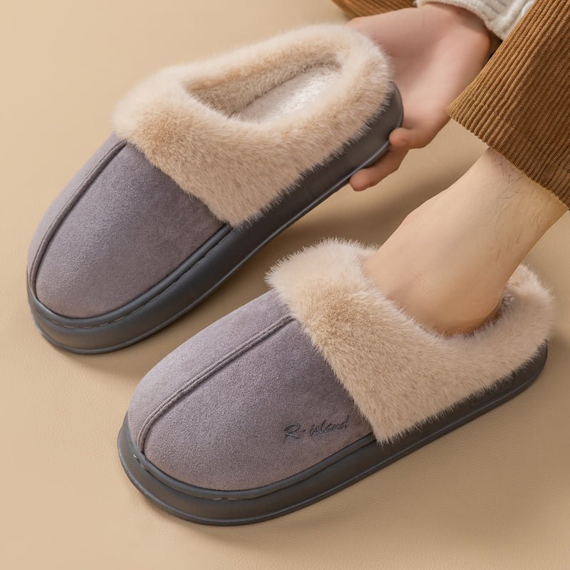 New Winter Cozy Warm Couple Style Concise Fluffy Slippers - Body Bliss Essentials