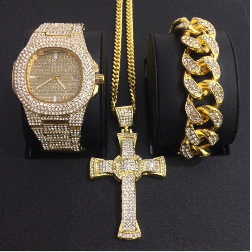 Mens Watches Luxury Brand Fashion Diamond Date Quartz Watch - Body Bliss Essentials