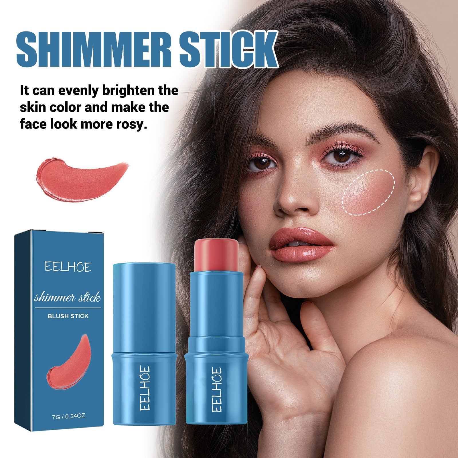 Multifunctional Highlight Shadow Blush Stick Three - dimensional Brightening Naturally Waterproof Light Lazy Shading Cream - Body Bliss Essentials