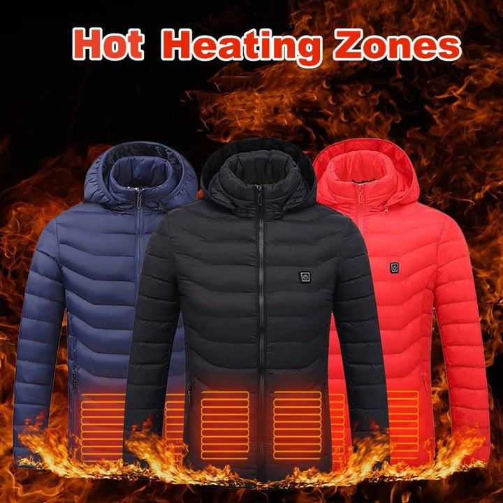 Winter Heated Jacket USB Electric Cotton Coat Zip - up Heater Thermal Clothing Heating Vest For Men - Body Bliss Essentials