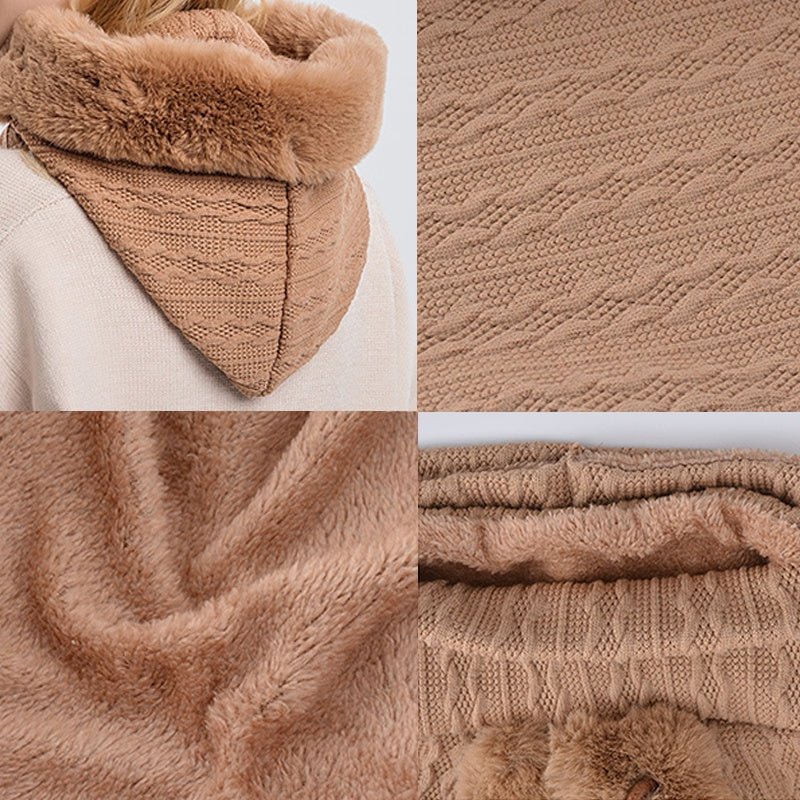 Winter Thick Plush Hat With Scarf Windproof Warm Knit Hats Hooded For Women - Body Bliss Essentials