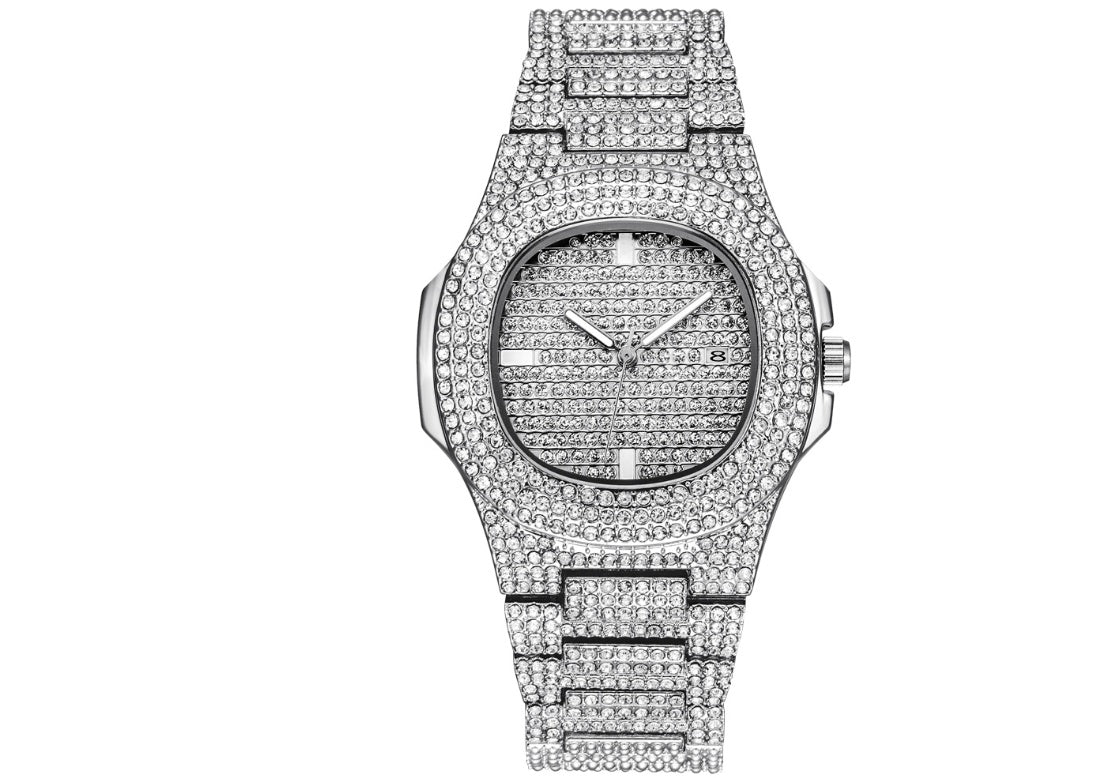 Mens Watches Luxury Brand Fashion Diamond Date Quartz Watch - Body Bliss Essentials