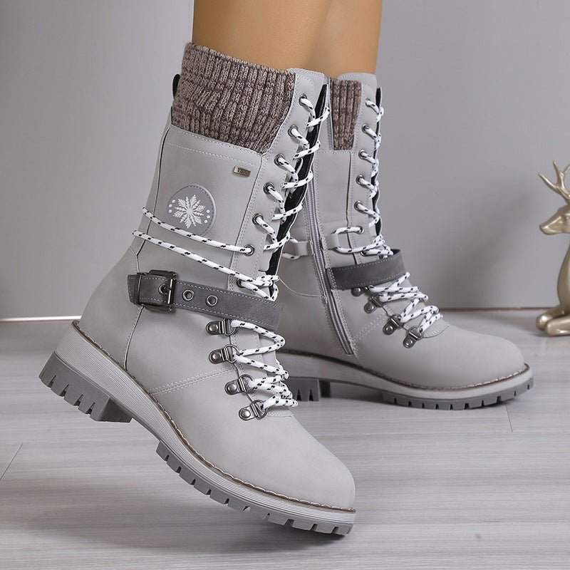 Fur Integrated Women's Shoes Thickened Warm Knee - high Snow Boots - Body Bliss Essentials