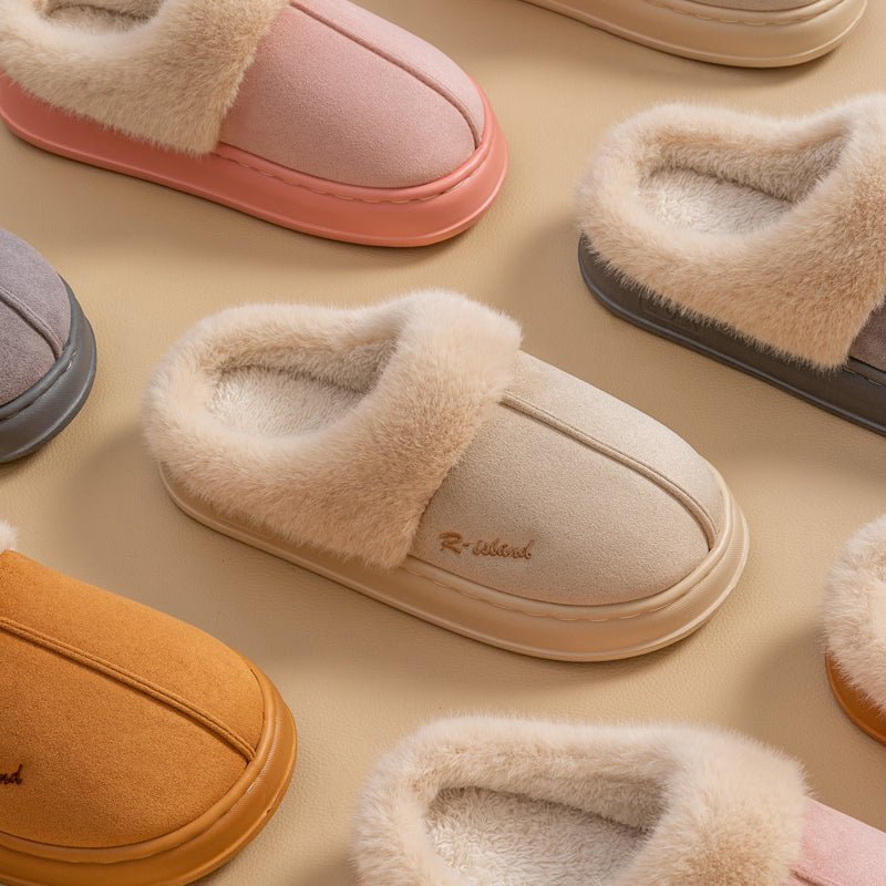 New Winter Cozy Warm Couple Style Concise Fluffy Slippers - Body Bliss Essentials