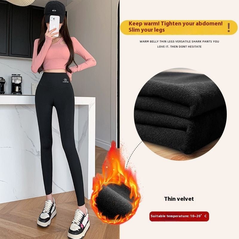 Women Autumn Winter Skinny Shark Pants Thickened Trousers Winter Fashion High Waisted Sweatpants - Body Bliss Essentials