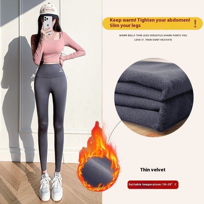 Women Autumn Winter Skinny Shark Pants Thickened Trousers Winter Fashion High Waisted Sweatpants - Body Bliss Essentials