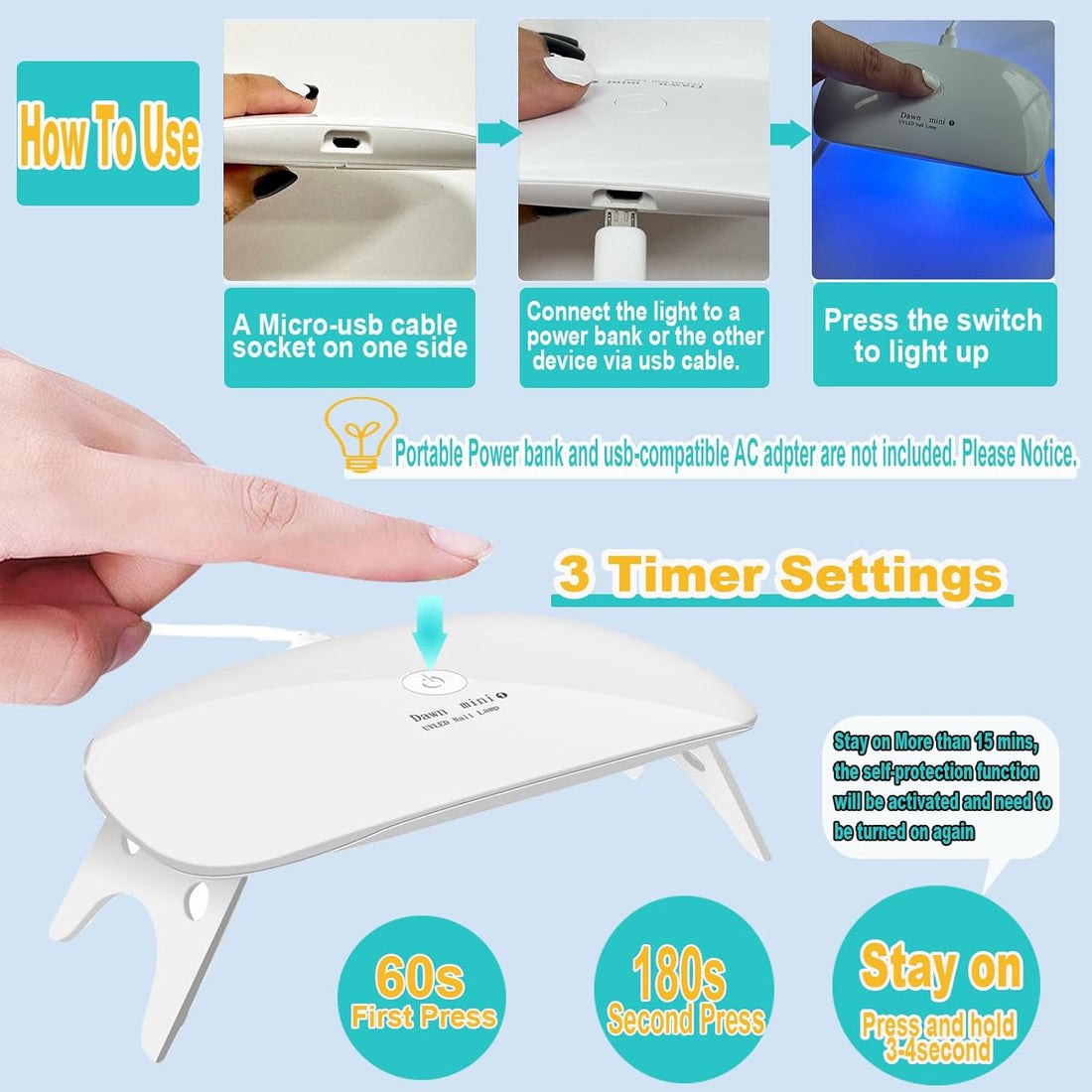 Kepma UV LED Nail Dryer Mini lamp Portable Curing Light for Gel Nail Polish - Body Bliss Essentials