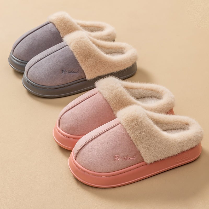 New Winter Cozy Warm Couple Style Concise Fluffy Slippers - Body Bliss Essentials