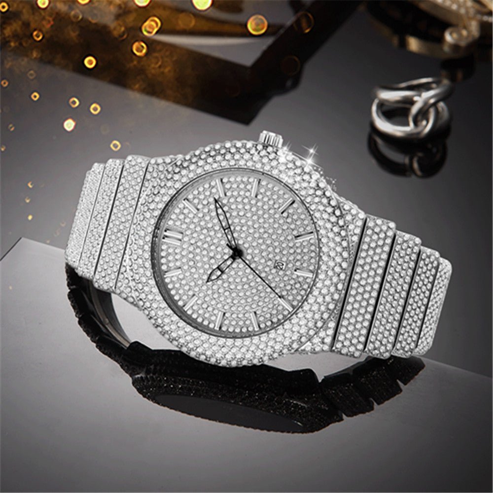 Affordable Luxury Style Diamond - embedded Watch Men's Color Calendar Quartz Watch - Body Bliss Essentials