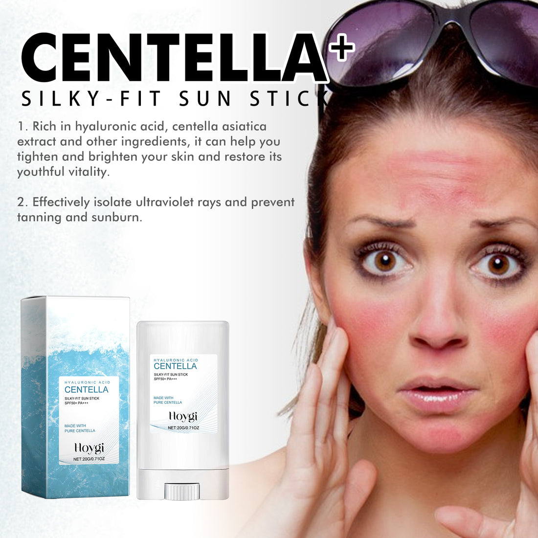 Hoygi Hyaluronic Acid Sunscreen Stick Gentle Moisturizing UV Protection For Sunburned And Reddened Skin - Body Bliss Essentials