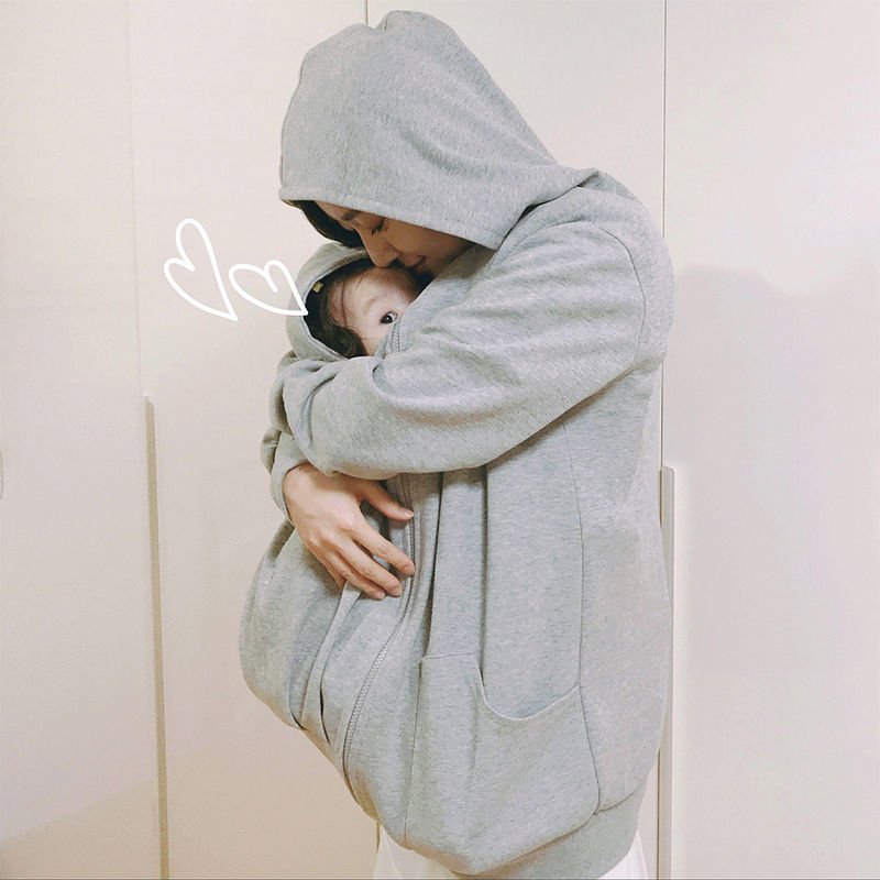 Kangaroo Mother Baby One - piece Coat Plush Nursing Sweater Coat - Body Bliss Essentials