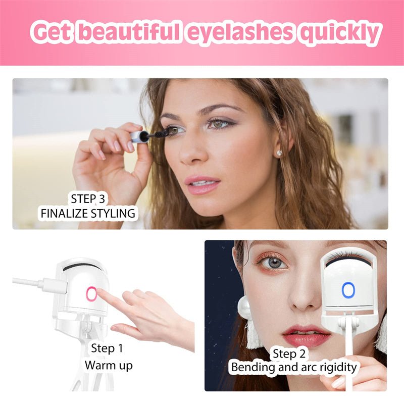 Heated Eyelash Curler Electric Temperature Control Mini Eyelash Curler Electric Portable Charging - Body Bliss Essentials
