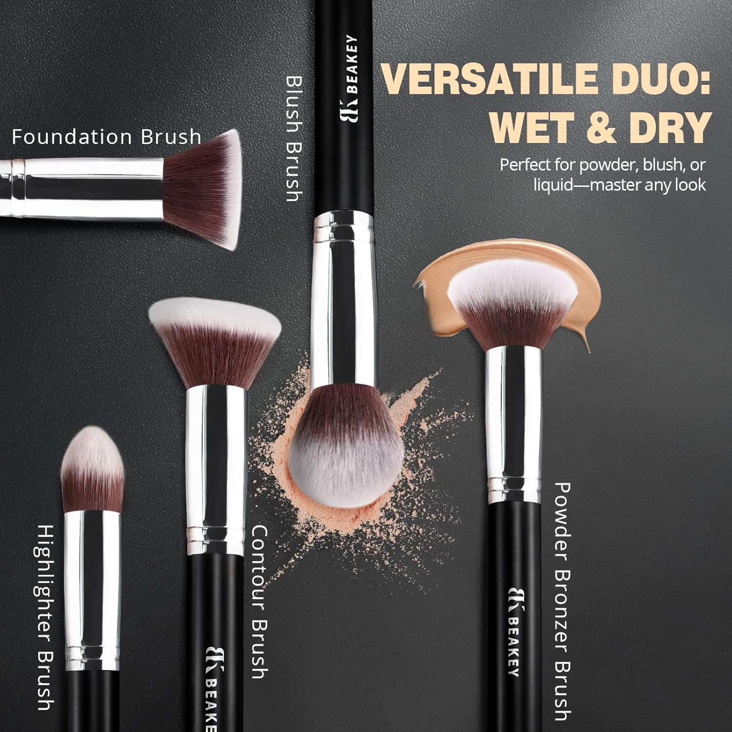 BEAKEY Makeup Brushes Set - Body Bliss Essentials