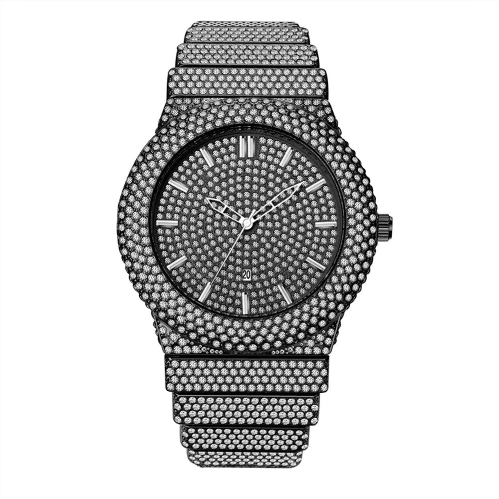 Affordable Luxury Style Diamond - embedded Watch Men's Color Calendar Quartz Watch - Body Bliss Essentials