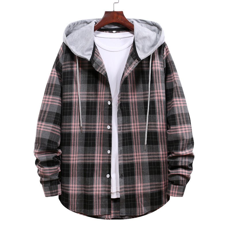Plaid Shirt Men's Autumn Hooded Jacket - Body Bliss Essentials