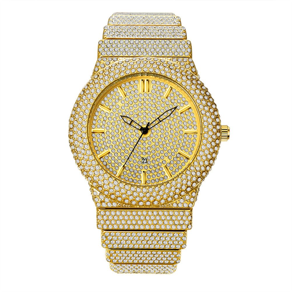 Affordable Luxury Style Diamond - embedded Watch Men's Color Calendar Quartz Watch - Body Bliss Essentials