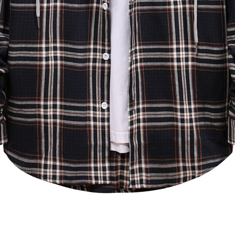 Plaid Shirt Men's Autumn Hooded Jacket - Body Bliss Essentials