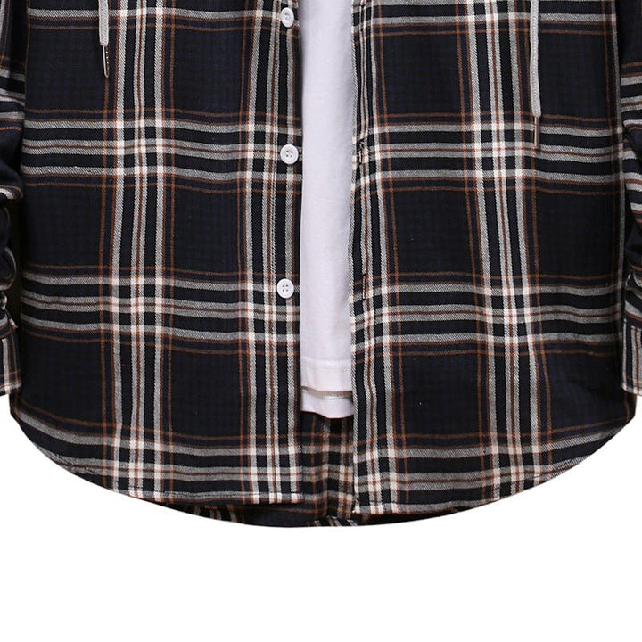 Plaid Shirt Men's Autumn Hooded Jacket - Body Bliss Essentials