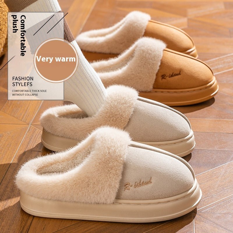 New Winter Cozy Warm Couple Style Concise Fluffy Slippers - Body Bliss Essentials