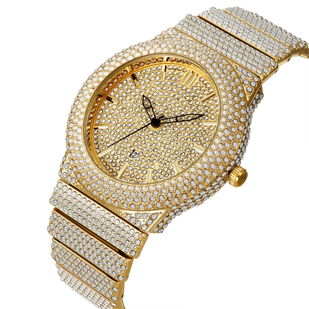 Affordable Luxury Style Diamond - embedded Watch Men's Color Calendar Quartz Watch - Body Bliss Essentials