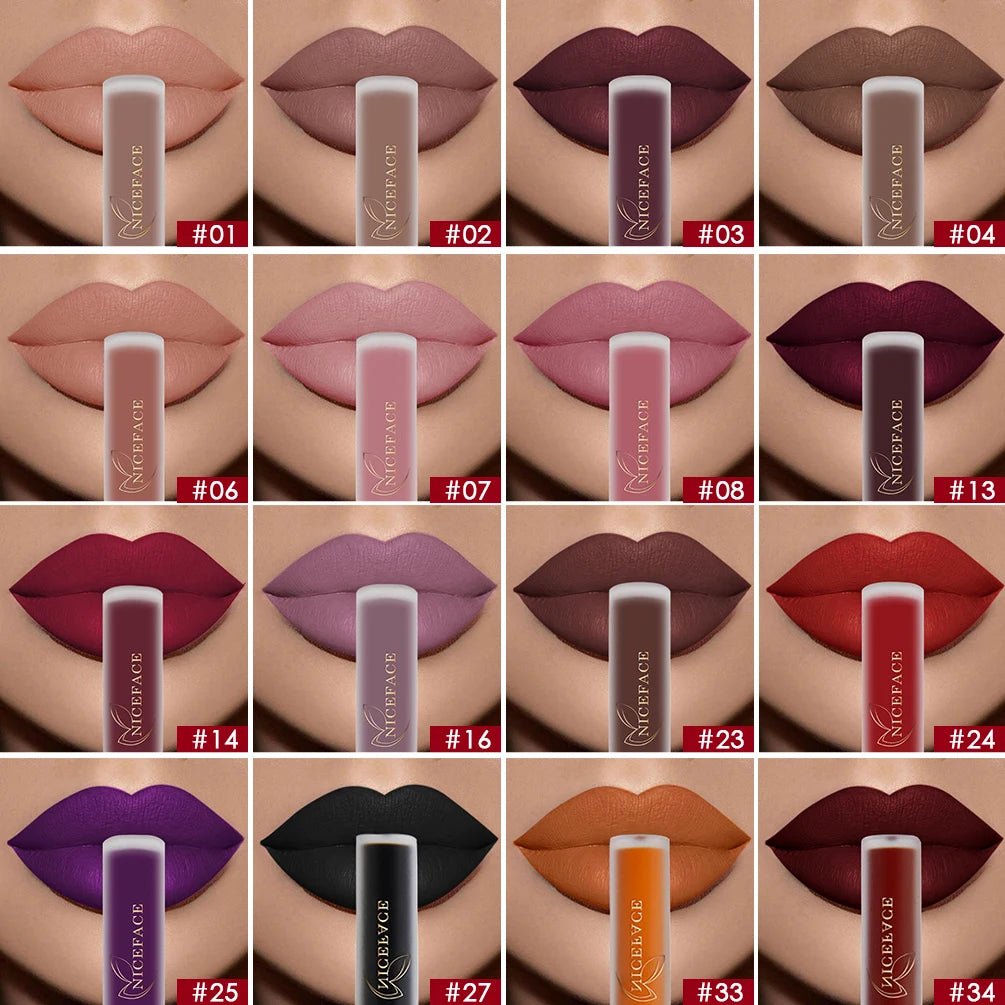 Nude Liquid Lipsticks Waterproof Velvet Matte Lip Gloss Long Lasting - Body Bliss Essentials