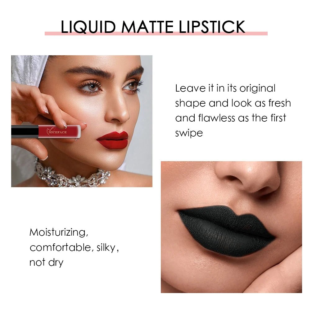 Nude Liquid Lipsticks Waterproof Velvet Matte Lip Gloss Long Lasting - Body Bliss Essentials