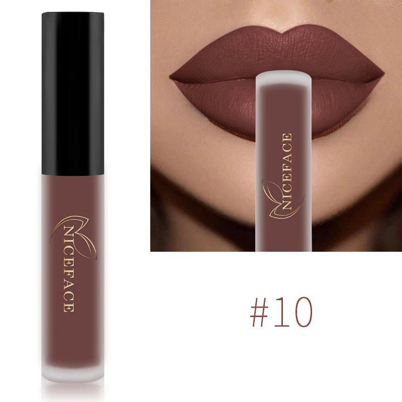 Nude Liquid Lipsticks Waterproof Velvet Matte Lip Gloss Long Lasting - Body Bliss Essentials