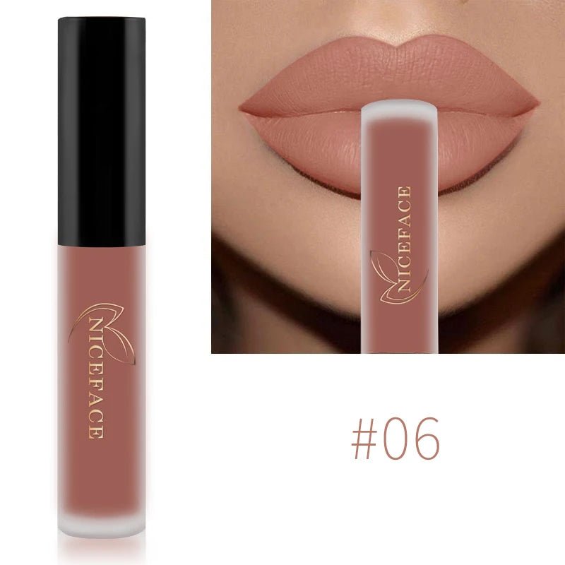 Nude Liquid Lipsticks Waterproof Velvet Matte Lip Gloss Long Lasting - Body Bliss Essentials