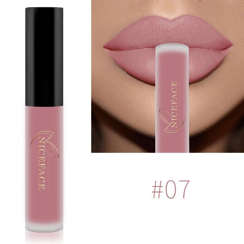 Nude Liquid Lipsticks Waterproof Velvet Matte Lip Gloss Long Lasting - Body Bliss Essentials