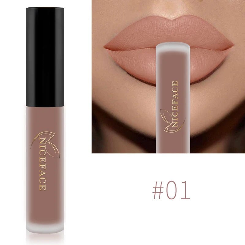 Nude Liquid Lipsticks Waterproof Velvet Matte Lip Gloss Long Lasting - Body Bliss Essentials