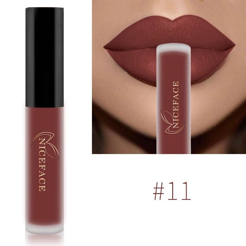 Nude Liquid Lipsticks Waterproof Velvet Matte Lip Gloss Long Lasting - Body Bliss Essentials