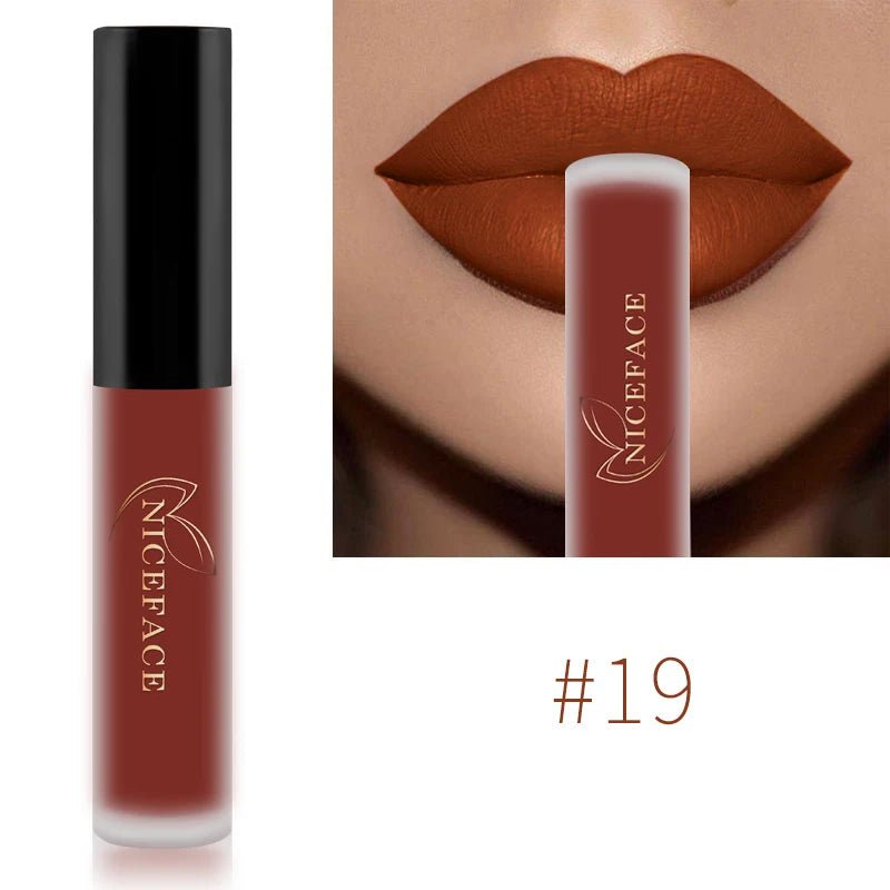 Nude Liquid Lipsticks Waterproof Velvet Matte Lip Gloss Long Lasting - Body Bliss Essentials