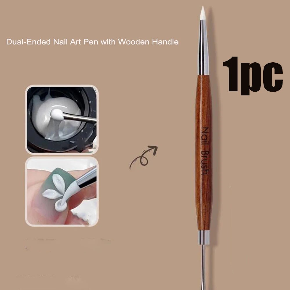 1/2Pc Double - ended Silicone Nail Art Carved Pen Multi - Function Nail Brush - Body Bliss Essentials