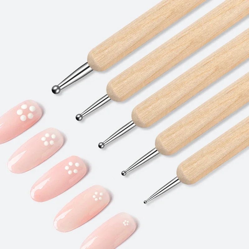 Nail Point Drill Pen Wooden Pen Bar Stirring Nail Polish Draw Pen - Body Bliss Essentials