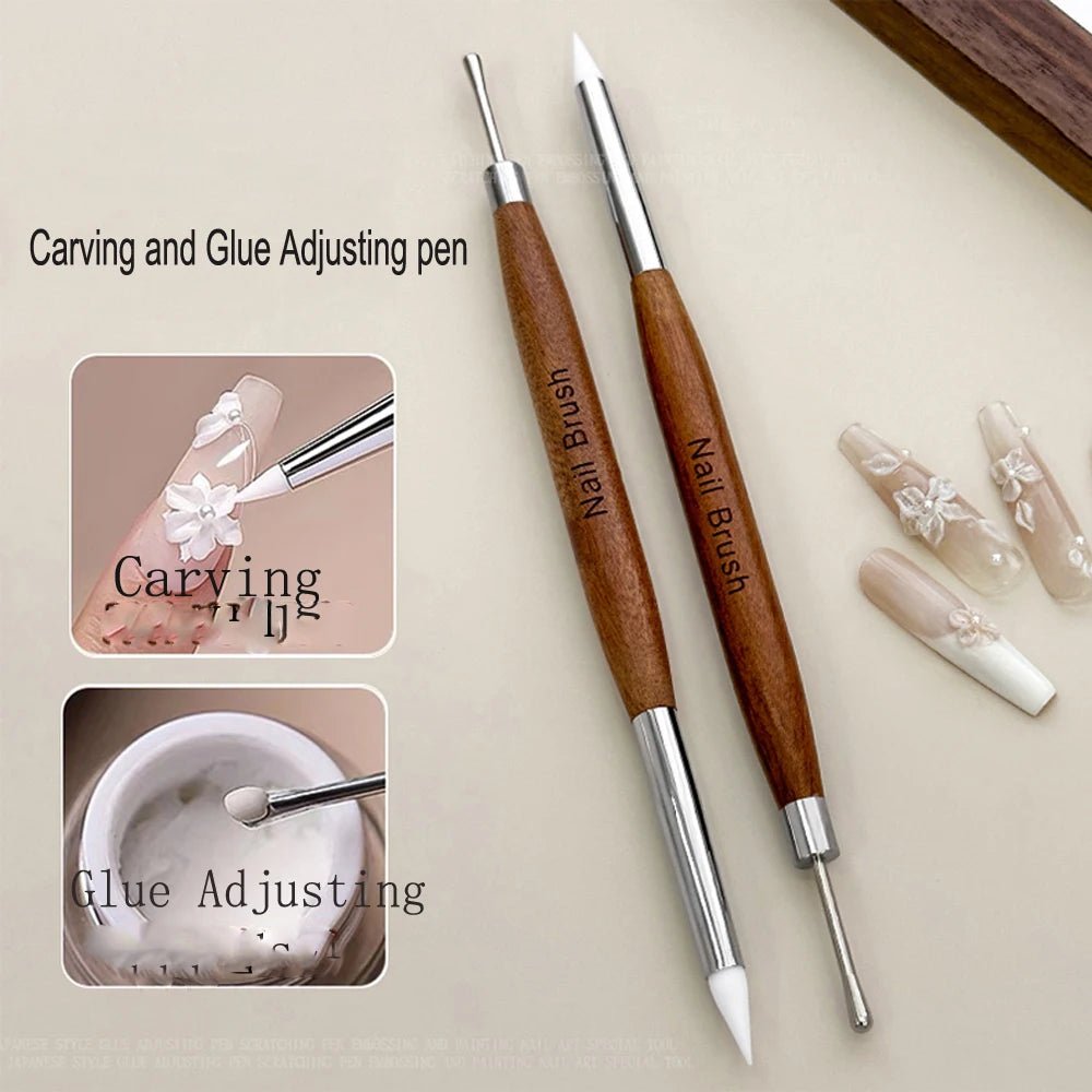 1/2Pc Double - ended Silicone Nail Art Carved Pen Multi - Function Nail Brush - Body Bliss Essentials