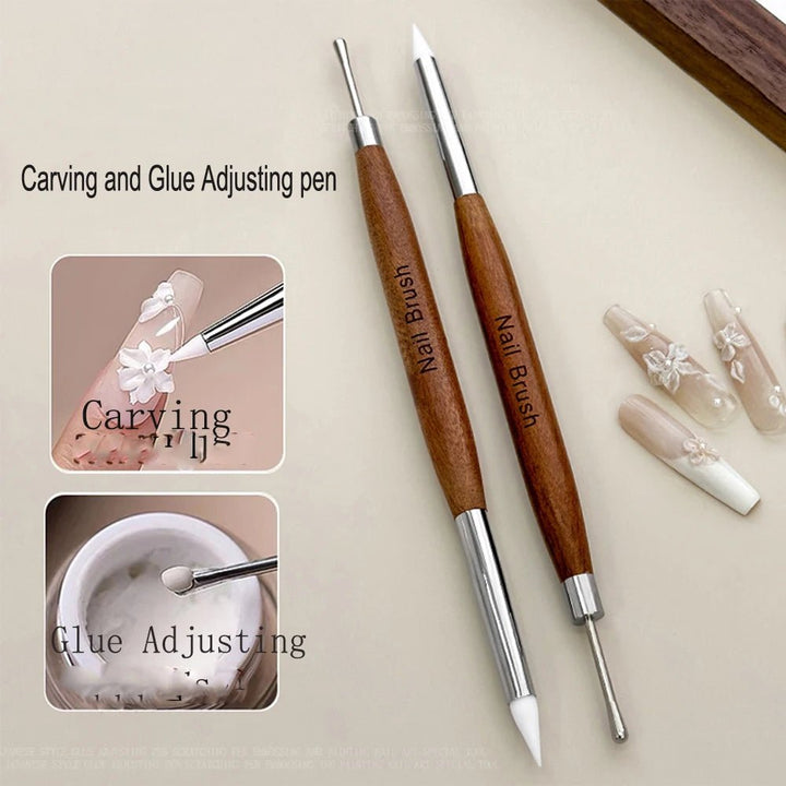 1/2Pc Double - ended Silicone Nail Art Carved Pen Multi - Function Nail Brush - Body Bliss Essentials